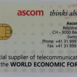 Télécarte à puce Ascom Monétel Demo smart card Suisse