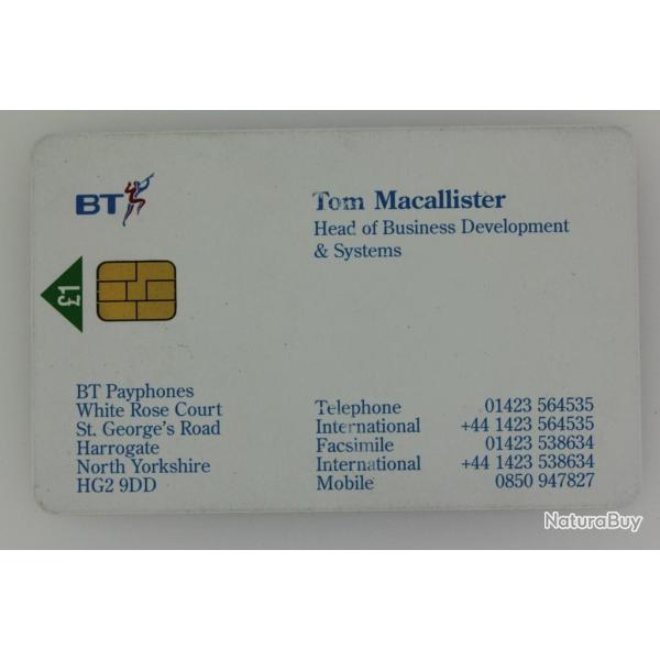 T�l�carte British Telecom Siemens S37 Tom Macallister BT Visiting Cards
