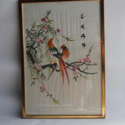 Tableau Soie brodée Oiseaux Chine