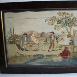 Tableau soie brodée Napoléon Ier Empire