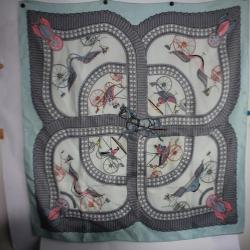 HERMES Foulard soie Voitures Paniers Julia Abadie
