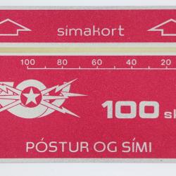 Télécarte Landis & Gyr Símakort 100 skref 601A Islande 1986