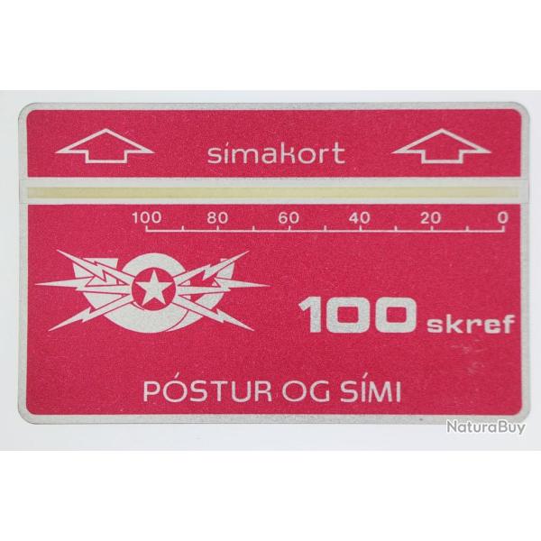 T�l�carte Landis & Gyr S�makort 100 skref 601A Islande 1986
