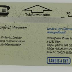 T&eacute;l&eacute;carte L&G dummy Manfred Merzeder Autriche Visitenkarten