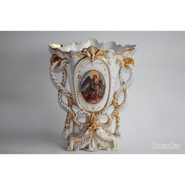 Vase de mariage porcelaine Vieux Paris Ange gardien