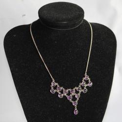 Collier argent et am&eacute;thyste