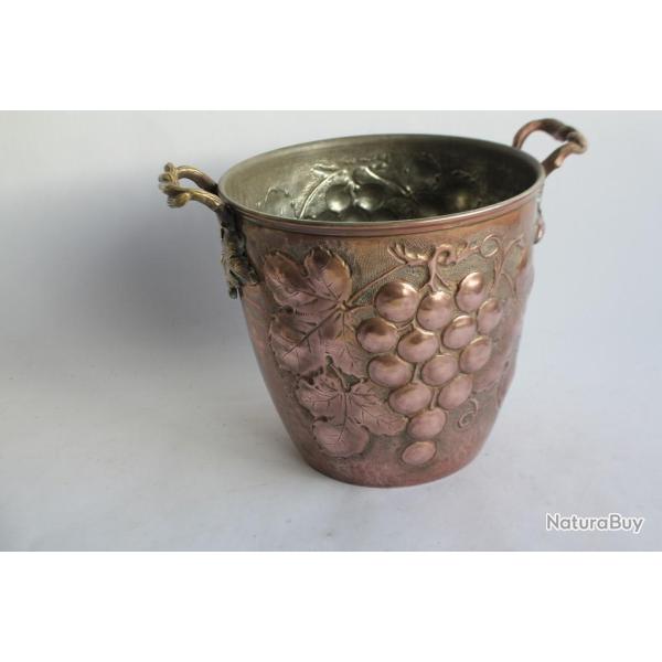 Seau � champagne cuivre Vignes