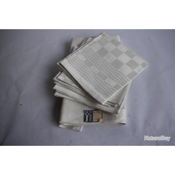 Nappe et 6 serviettes Lin damas Linge ancien