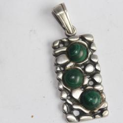 Pendentif argent et malachite Bijoux design