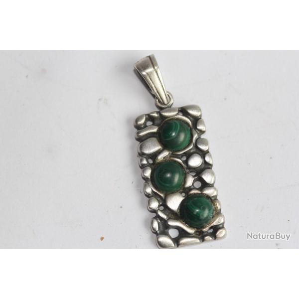 Pendentif argent et malachite Bijoux design