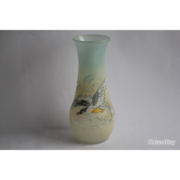 Vase �maill� LEGRAS Oiseau
