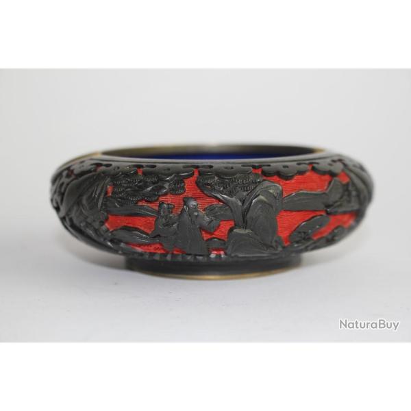 Cendrier cinabre laque de Chine