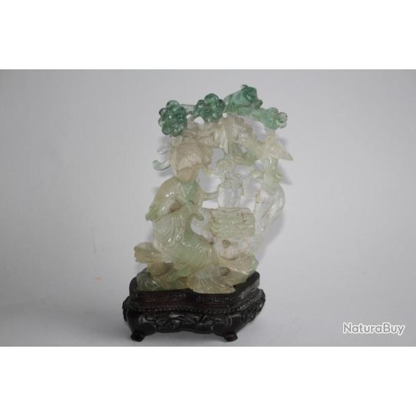 Sculpture quartz vert Chine Asie