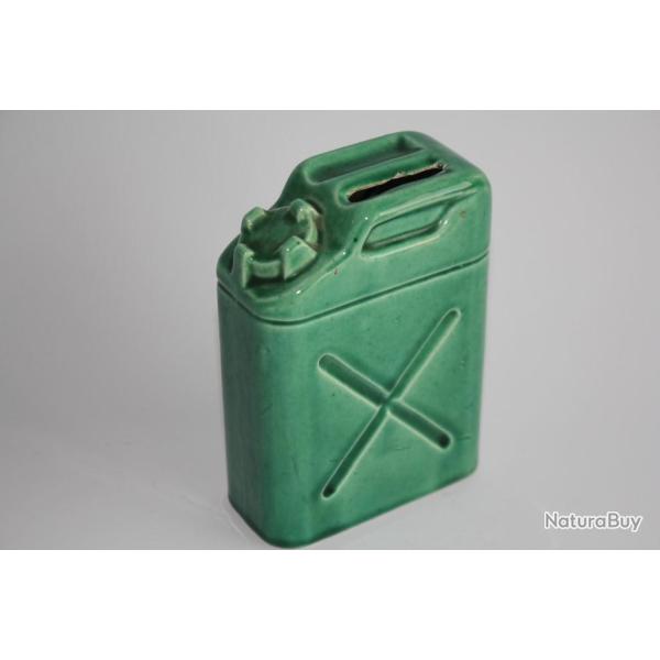 Tirelire � casser Bidon d'huile essence voiture porcelaine �maill�e