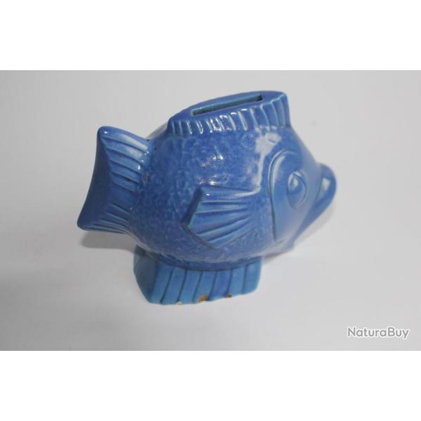 Ancienne tirelire � casser porcelaine poisson
