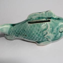 Ancienne tirelire à casser barbotine poisson