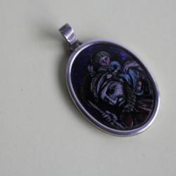 M&eacute;daille religieuse argent &eacute;maux Saint Christophe