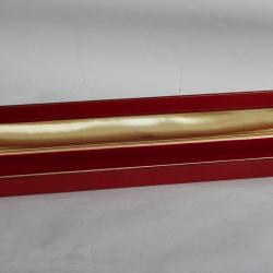 LOMBARD Écrin très long pour bijoux cuir rouge