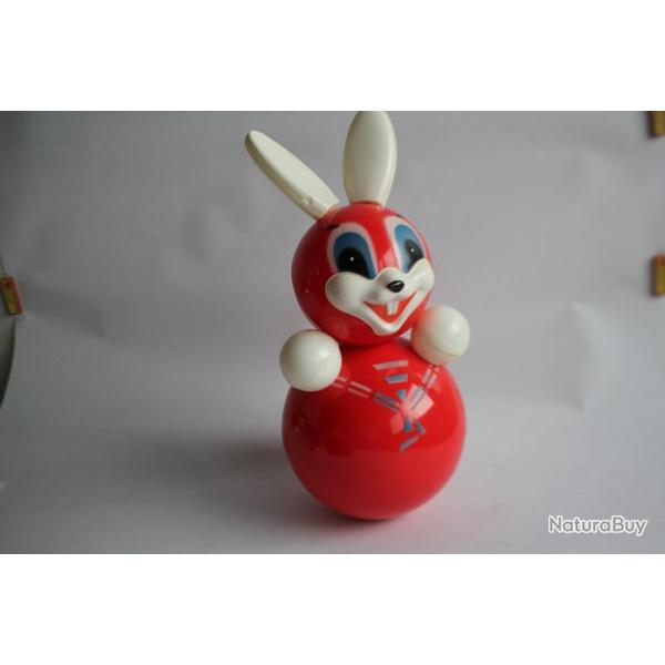 Grand culbuto vintage cellulo�d lapin jouet