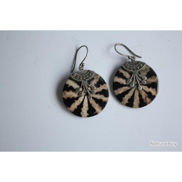 Bijoux paire de pendentifs d'oreilles argent nacre