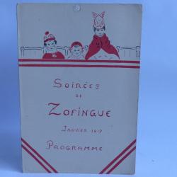 Programme Soirées Société étudiants Zofingue 1917 Suisse