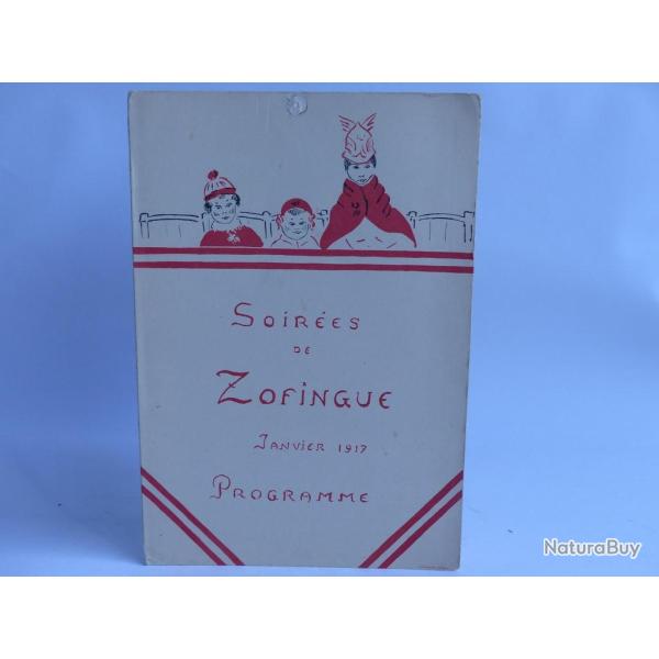 Programme Soir�es Soci�t� �tudiants Zofingue 1917 Suisse