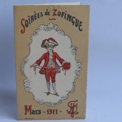 Programme Soirées Société étudiants Zofingue 1911 Suisse