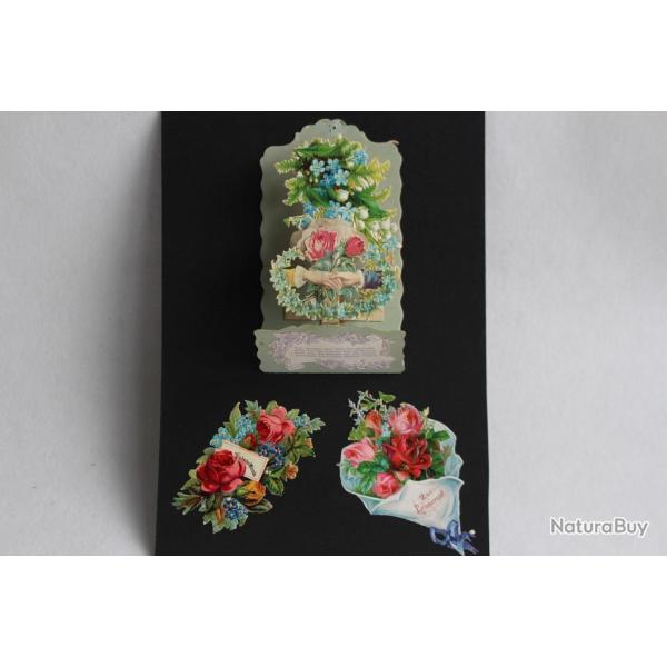 Images chromos d�pliant XIXe si�cle Fleurs
