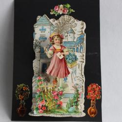 Image chromo dépliant XIXe siècle diorama Fillette Allemagne