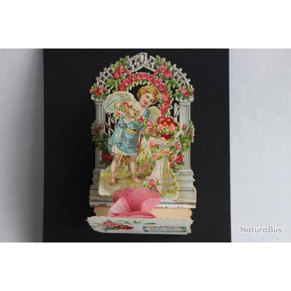 Image chromo d�pliant XIXe si�cle diorama Souvenir d'amiti�