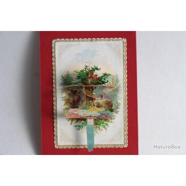 Image chromo d�pliant XIXe si�cle Colombes diorama