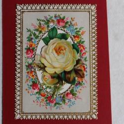 Chromo gaufré fleurs XIXe siècle