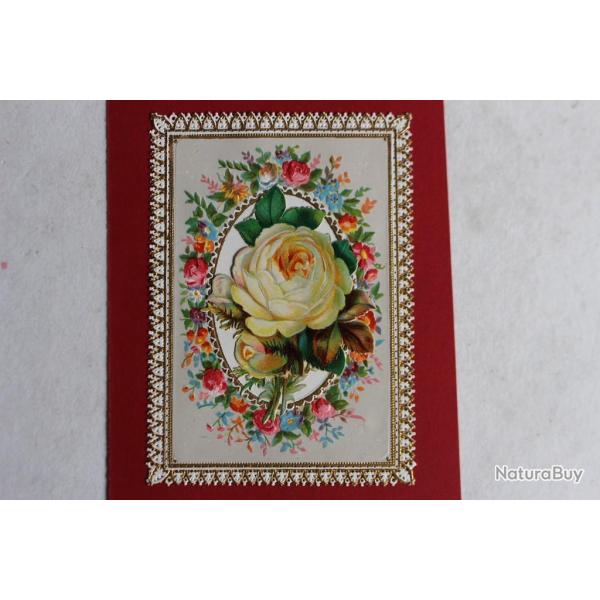 Chromo gaufr� fleurs XIXe si�cle