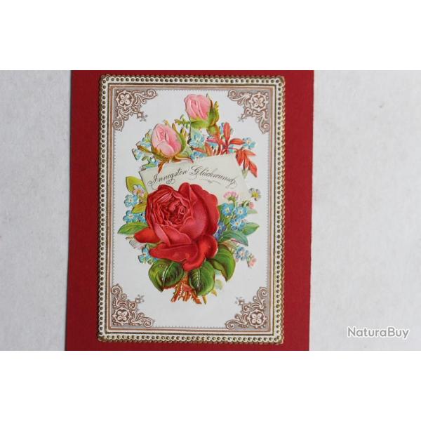 Chromo gaufr� fleurs XIXe si�cle Allemagne