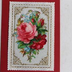 Chromo gaufré fleurs XIXe siècle Allemagne