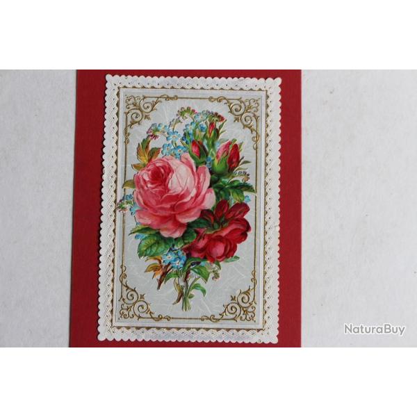 Chromo gaufr� fleurs XIXe si�cle Allemagne