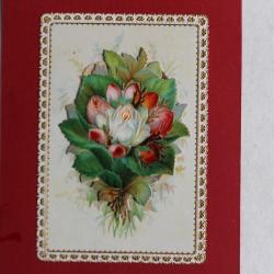 Chromo gaufré découpé fleurs Angelots XIXe siècle Allemagne