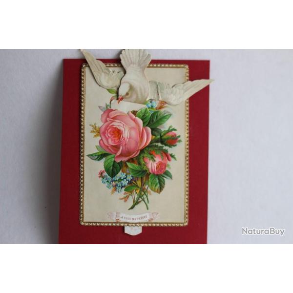 Image chromo � tirette XIXe si�cle Colombe