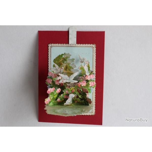 Image chromo d�pliant XIXe si�cle Colombes diorama