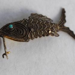 Pendentif vinaigrette argent Poisson articulé Bijoux Asie Chine
