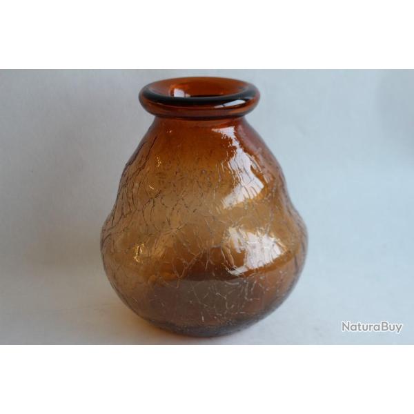 Vase verre craquel� Ambre