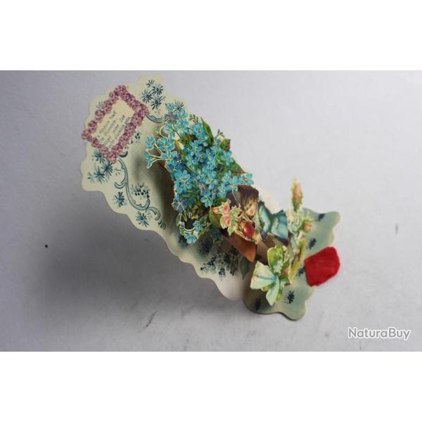 Image chromo a syst�me XIXe si�cle Allemagne F�licitations diorama