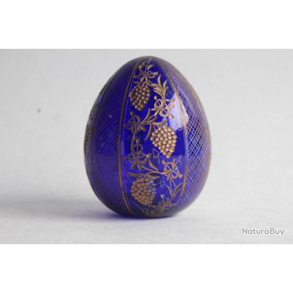OEuf verre grav� St Petersburg Russie style Faberg�