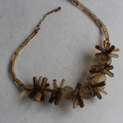 Collier vintage verre souffl&eacute; marron bijoux