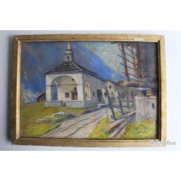 Tableau Charles MELTZER Pastel Praz-de-Fort Suisse XIXe si�cle