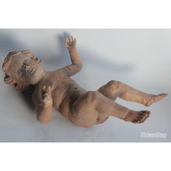 Grand Putto Ch�rubin en bois sculpt� XVIIIe si�cle
