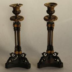 Paire de Bougeoirs Empire / Restauration Antiquités
