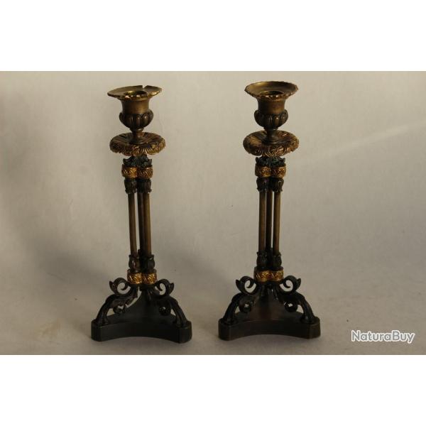 Paire de Bougeoirs Empire / Restauration Antiquit�s