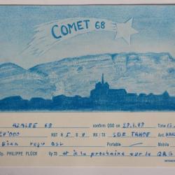 Carte postale QSL Radio Amateur Suisse Comet 68