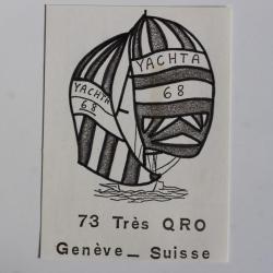 Carte postale QSL Radio Amateur Suisse Yachta 68